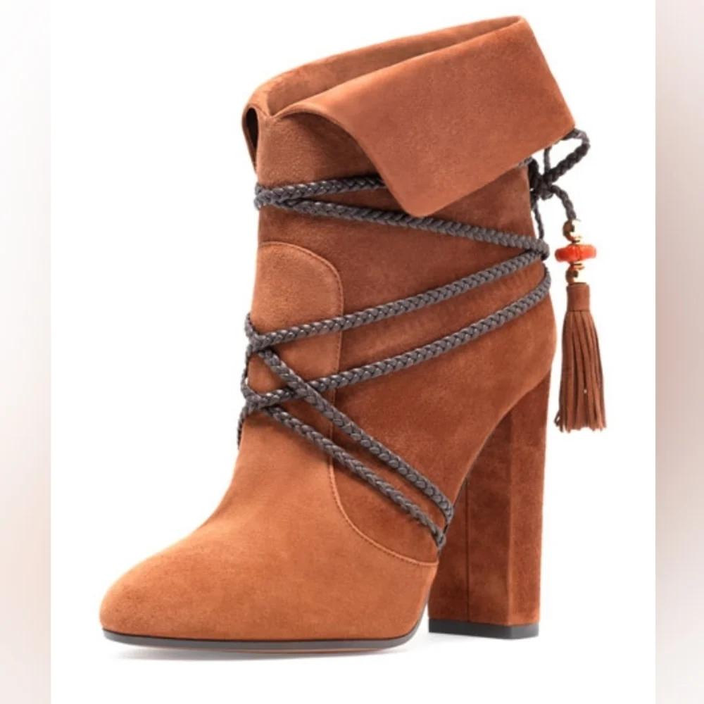 Aquazzura POPPY DELEVINGNE X  Moonshine Ankle Boots SZ 37 ITALY NEW - Picture 2 of 16